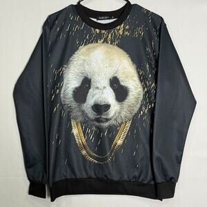RXBC2011 Men's Sweatshirt XL Black Panda‎ Graphic Crewneck Pullover